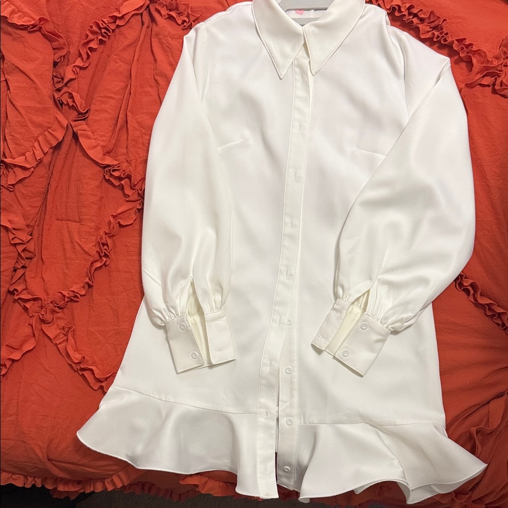 PrettyLittleThing White Long Sleeve Dress